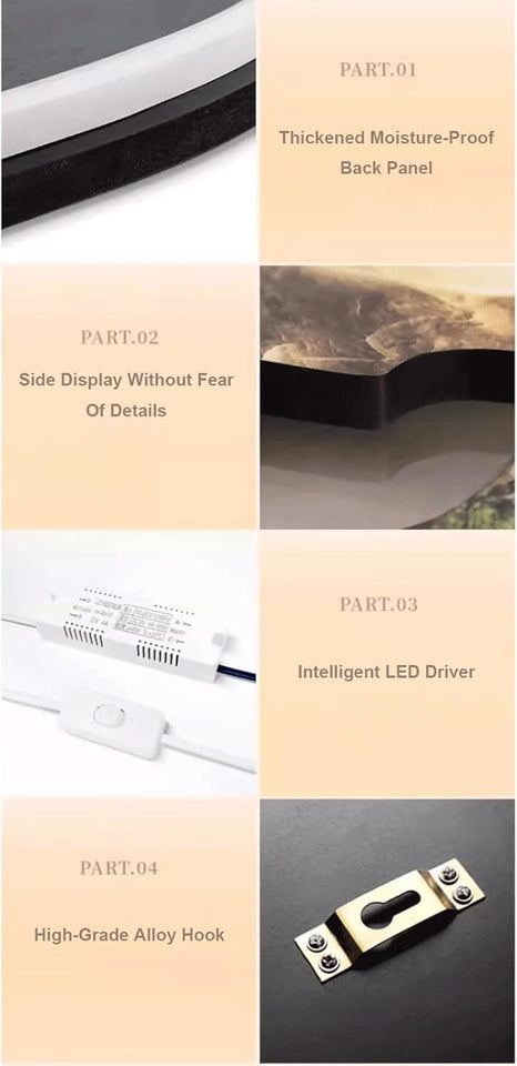 UPJAKS Landscape 3D Wall Art Decor with LED Light Sun and Moon 3D Wall Painting with Remote Control Illuminated Wall Sculpture Mural with Mountain & deer for Living Room