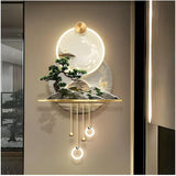 MJBDCVN 3D Wall Art Decor with Led Light, Wall Sculptures, Chinese Landscape Painting, for Home Entrance Hallway Bedroom of(Size:60x100cm)