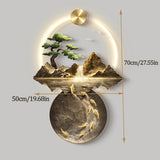 Bubinblau 3D Wall Painting with Light, Metal Wall-Mounted Sculpture, Luxury Mountain Water Tree Wall Decor, Oriental Decor Landscape Hanging Paintings,A,50x70cm [Energy Class A]