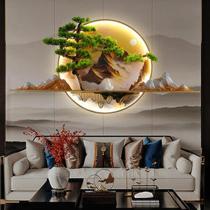 Modern Picture Wall Light LED Chinese Creative Landscape Mural Sconce Lamp for Home Living Room Study Bedroom (A D80cm 1PCS) [Energy Class A]