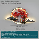 Modern Picture Wall Light LED Chinese Creative Landscape Pine Mural Lamp for Home Living Room Study Bedroom Decor (B D60cm 1PCS) [Energy Class A]