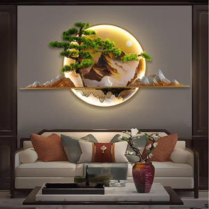 Modern Picture Wall Light LED Chinese Creative Landscape Mural Sconce Lamp for Home Living Room Study Bedroom (A D80cm 1PCS) [Energy Class A]