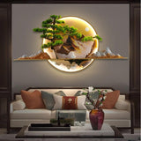 Modern Picture Wall Light LED Chinese Creative Landscape Mural Sconce Lamp for Home Living Room Study Bedroom (A D80cm 1PCS) [Energy Class A]