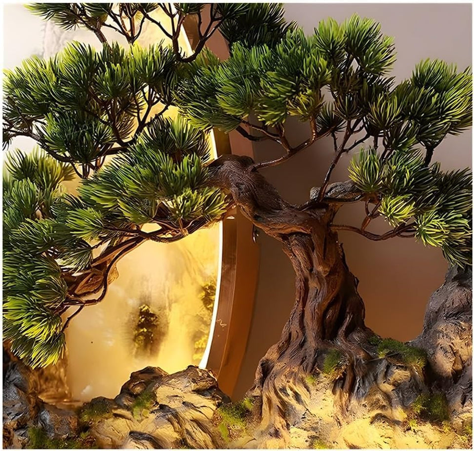 MJBDCVN 3D Wall Art Decor with Led Light, Wall Sculptures, Chinese Landscape Painting, for Home Entrance Hallway Bedroom of(Size:60x100cm)