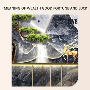 Chinese Koi Fish Wall Hanging Painting with Led Light - 3D Metal Wall Sculptures for Home Oriental Decor, Traditional Wall Art Clock