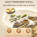 Traditional Chinese Welcoming Pine Wall Hanging Decor - 3D Wall Sculptures Painting with LED Light, Modern Oriental Decorations