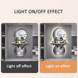 Chinese Koi Fish Wall Hanging Painting with Led Light - 3D Metal Wall Sculptures for Home Oriental Decor, Traditional Wall Art Clock