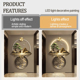 Bubinblau 3D Wall Painting with Light, Metal Wall-Mounted Sculpture, Luxury Mountain Water Tree Wall Decor, Oriental Decor Landscape Hanging Paintings,A,50x70cm [Energy Class A]